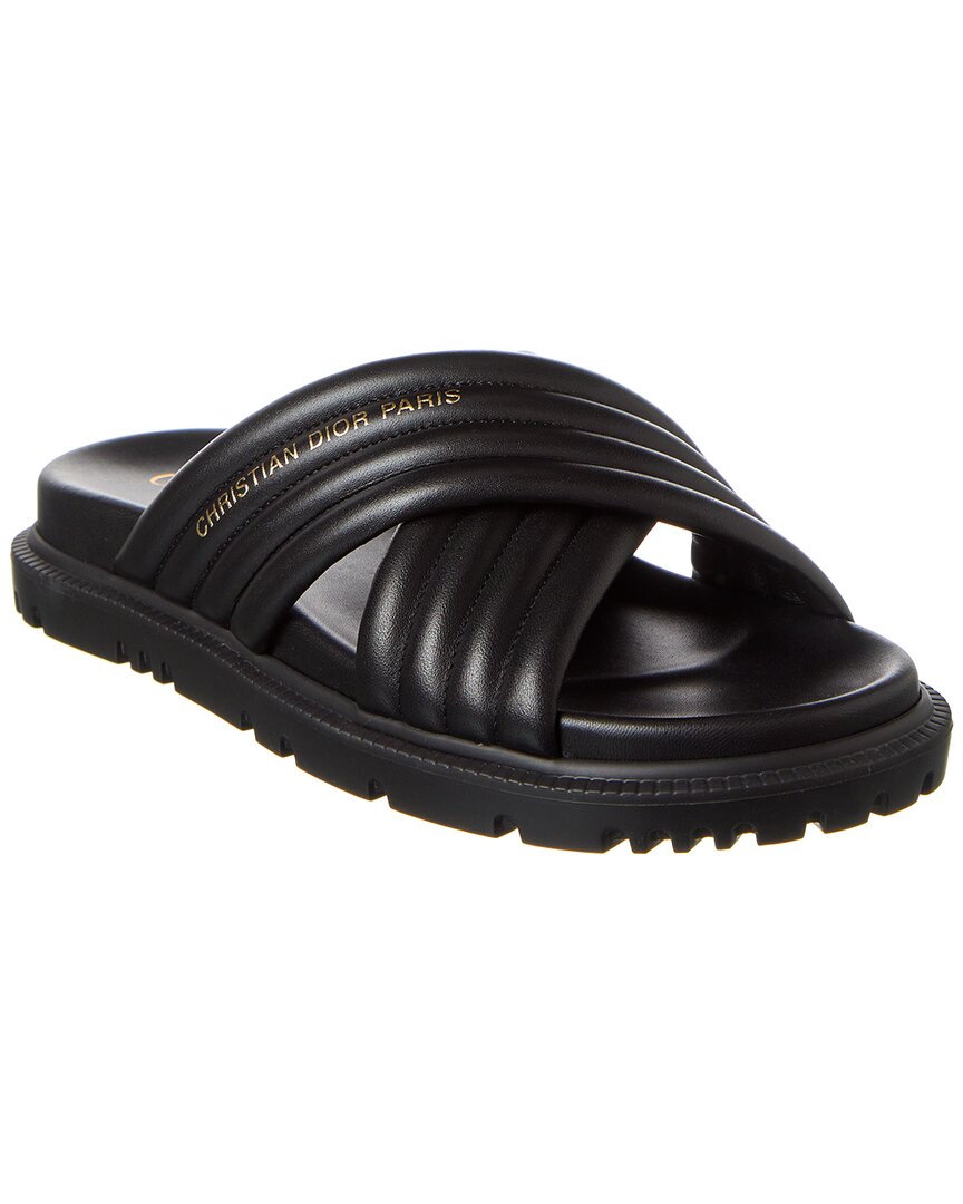 Shop Dior D-cross Leather Sandal In Black