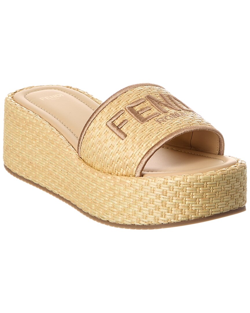 Fendi Sunshine Raffia Platform Sandal