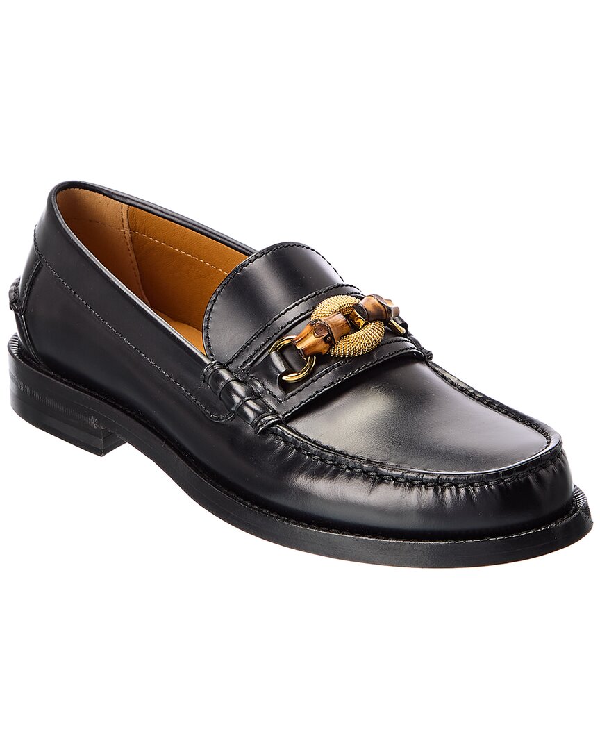 Shop Gucci Bamboo Horsebit Leather Loafer In Black