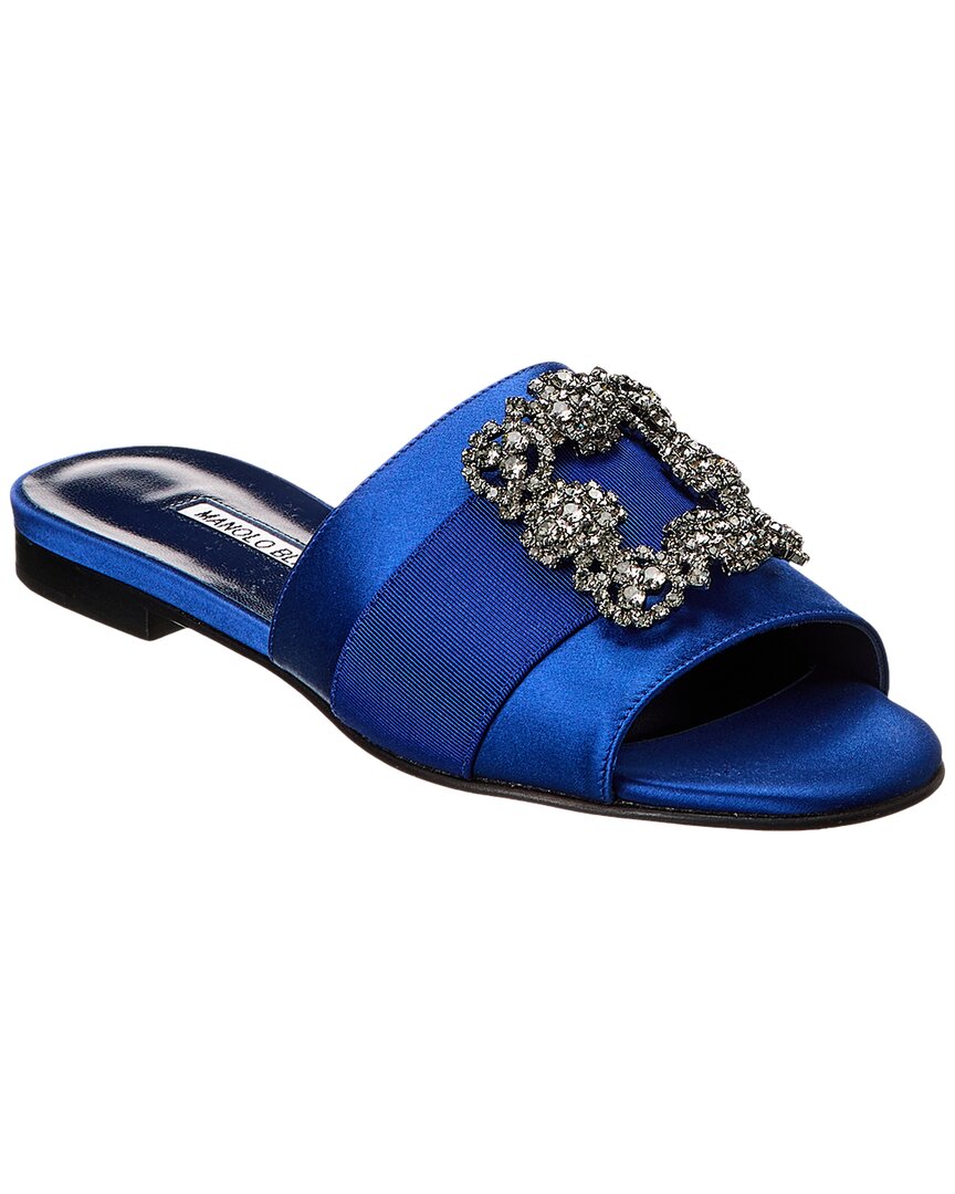 Shop Manolo Blahnik Martamod Satin Sandal In Blue