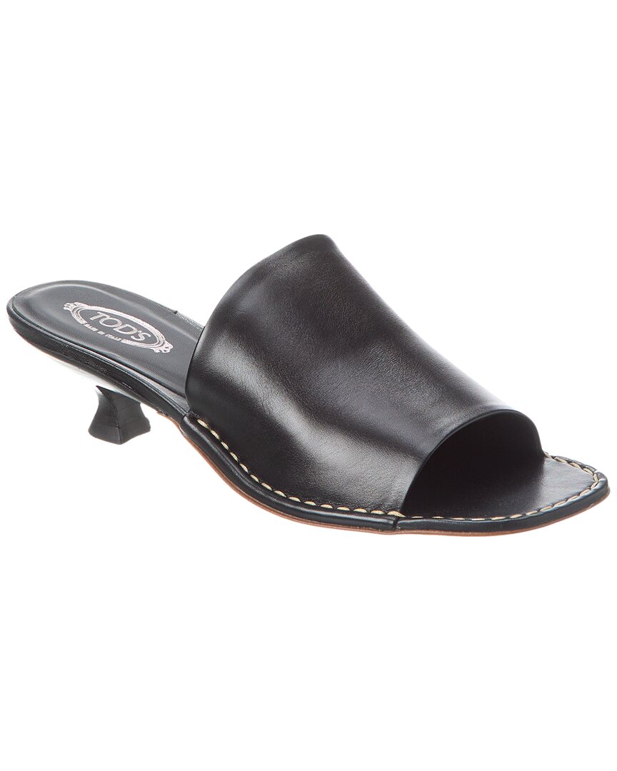 Shop Tod's Leather Sandal In Black