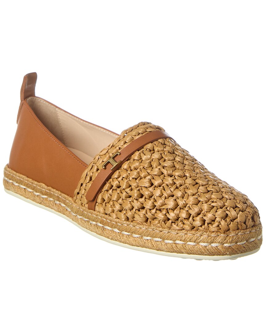 Tod's Gomma Raffia & Leather Loafer In Brown