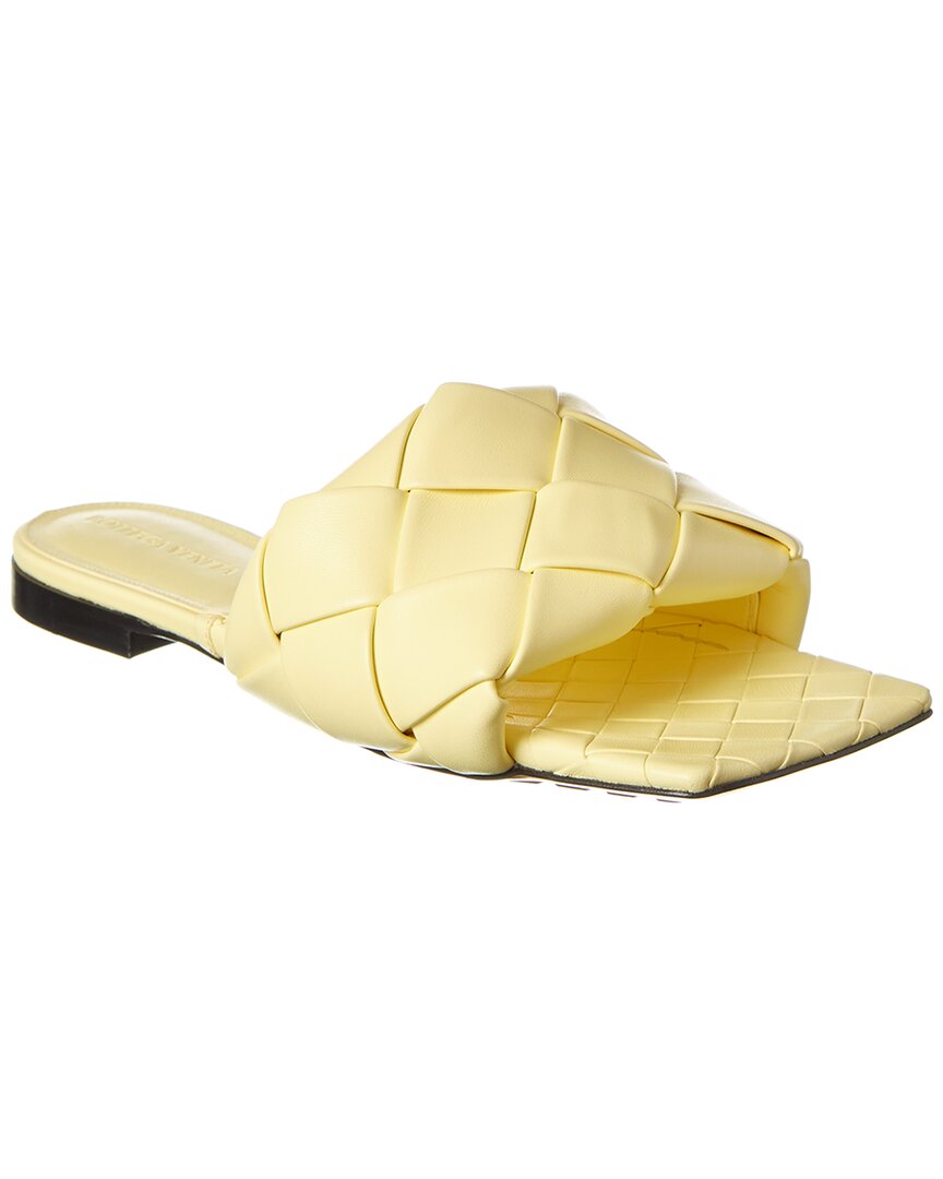 Shop Bottega Veneta The Lido Intrecciato Leather Sandal In Yellow