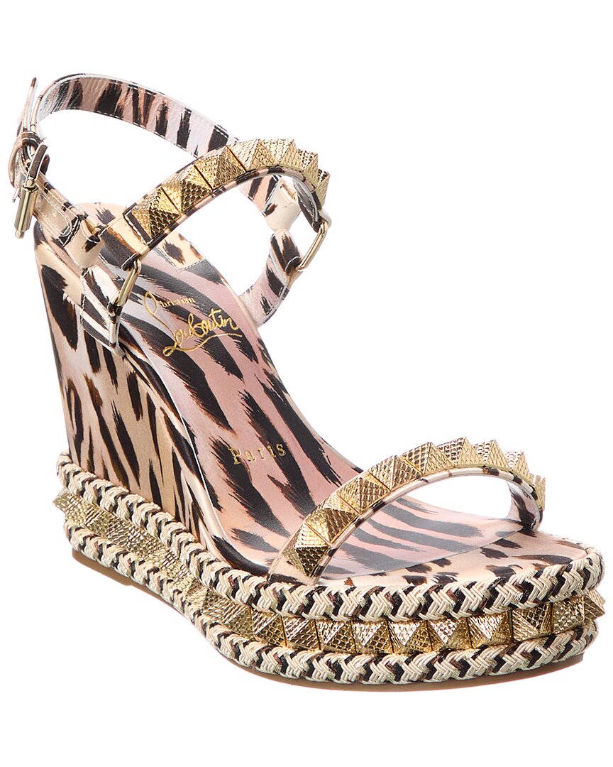 Christian Louboutin Pyraclou 110 Sandals In Rose-pink Silk In Beige