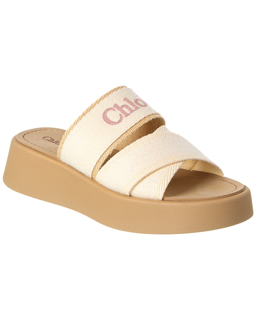 Chloé Mila Canvas Platform Sandal In Gold