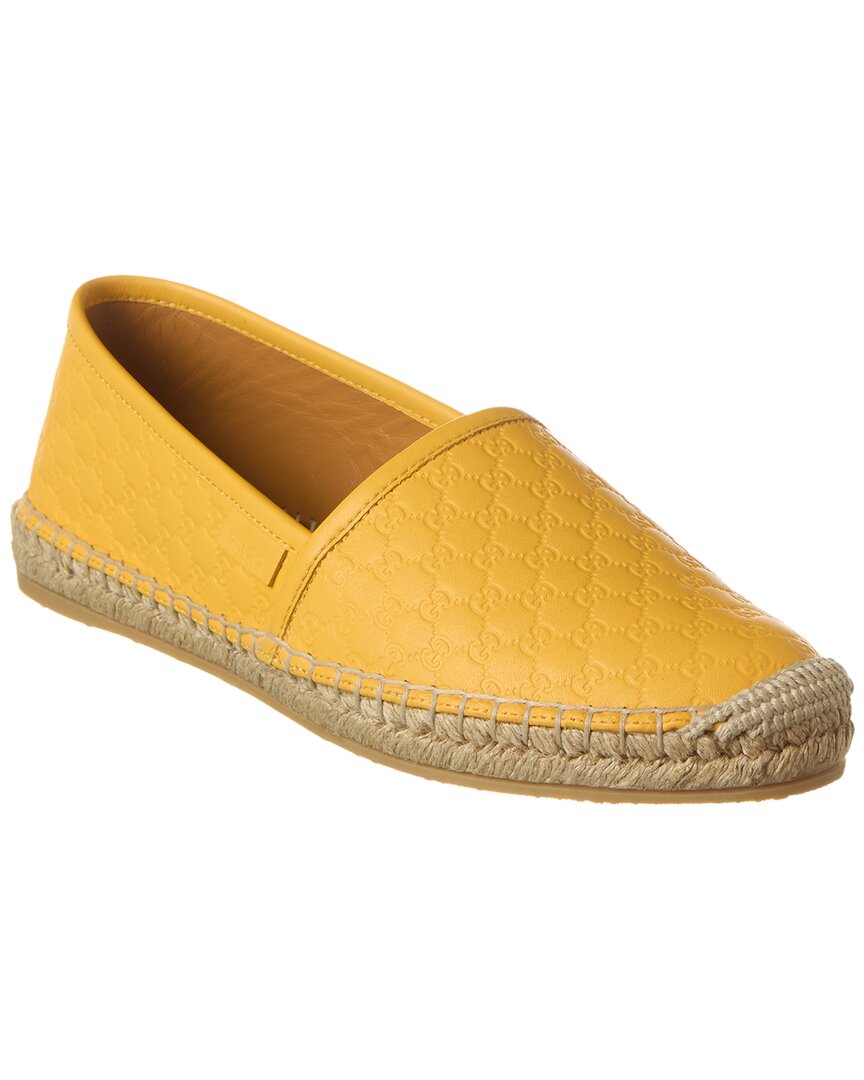 Gucci Gg Leather Espadrille In Yellow