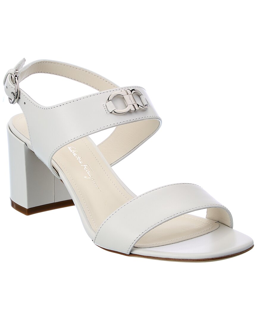 Ferragamo Cayla Leather Sandal In White