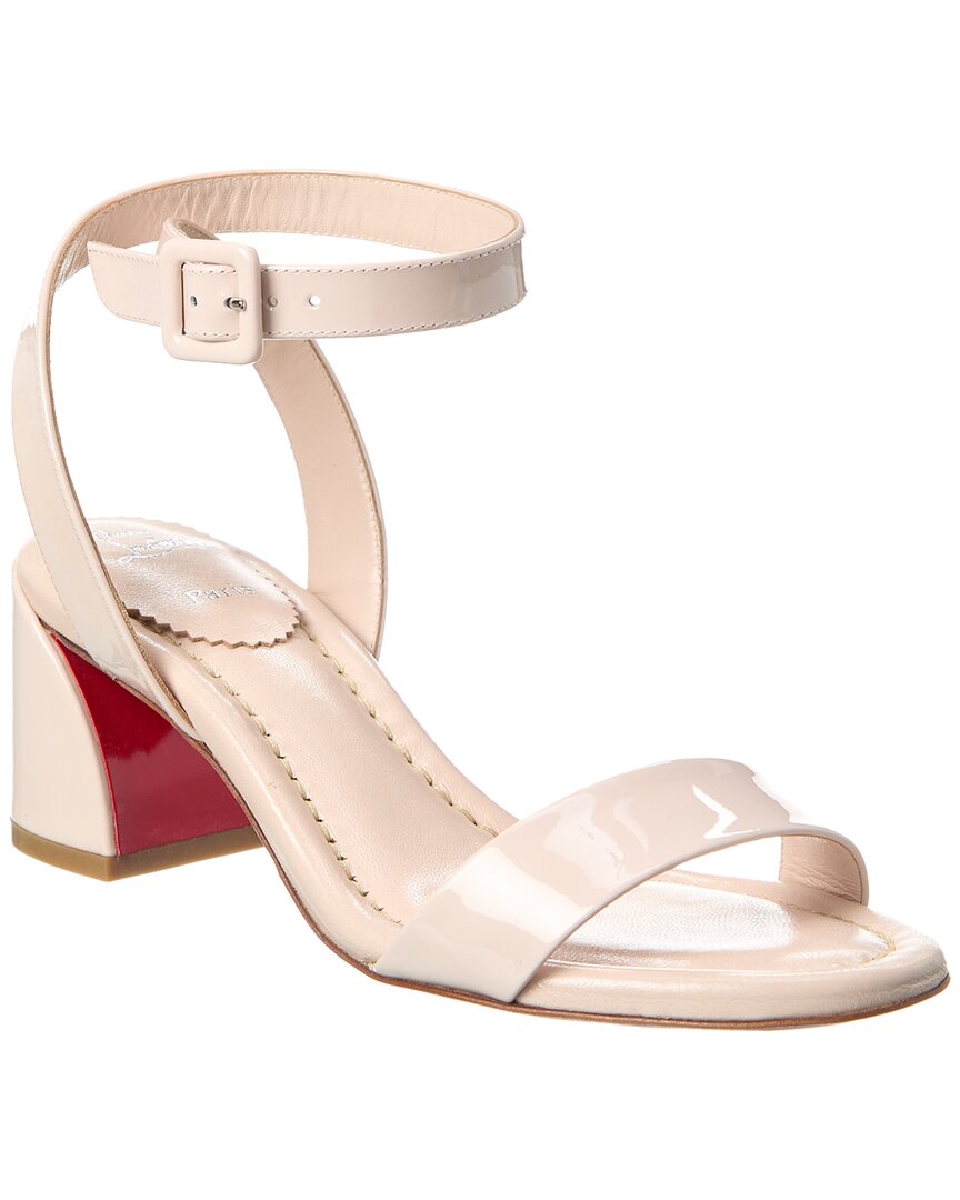 Shop Christian Louboutin Miss Sabina 55 Patent Sandal In White