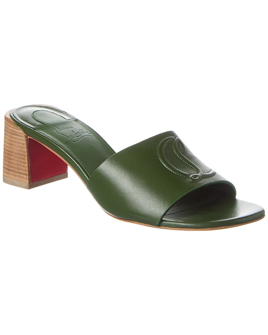 Shop Christian Louboutin So Cl 55 Leather Mule In Green