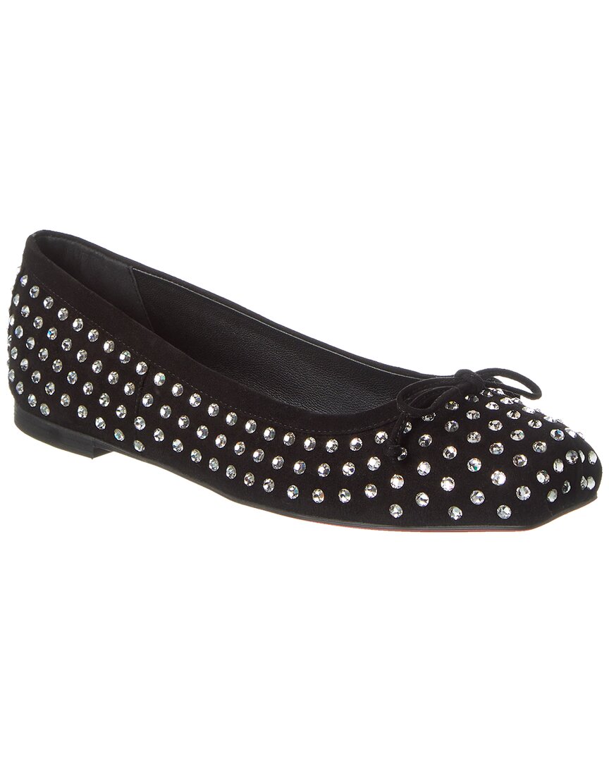 Shop Christian Louboutin Mamadrague Strass Boum Suede Flat In Black