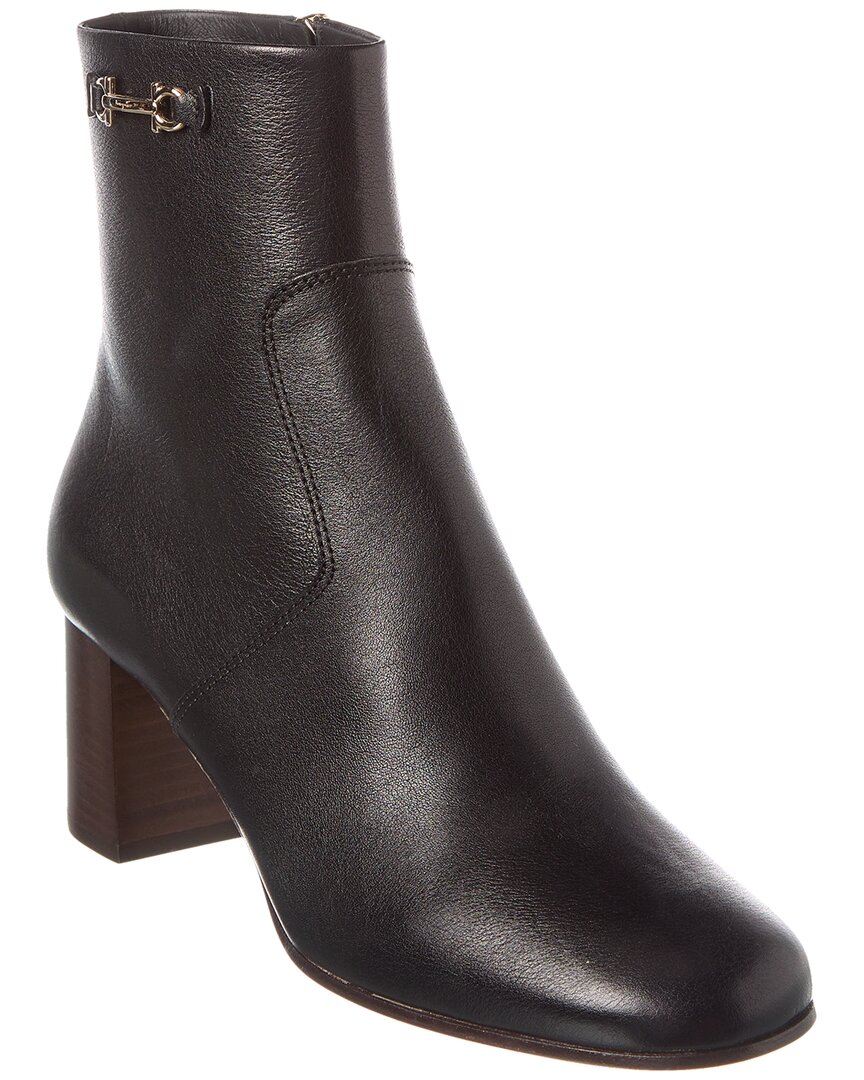 Ferragamo Otello Leather Bootie In Black