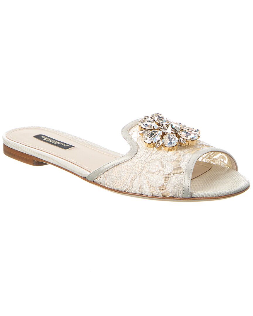 Shop Dolce & Gabbana Bianca Lace Sandal In White