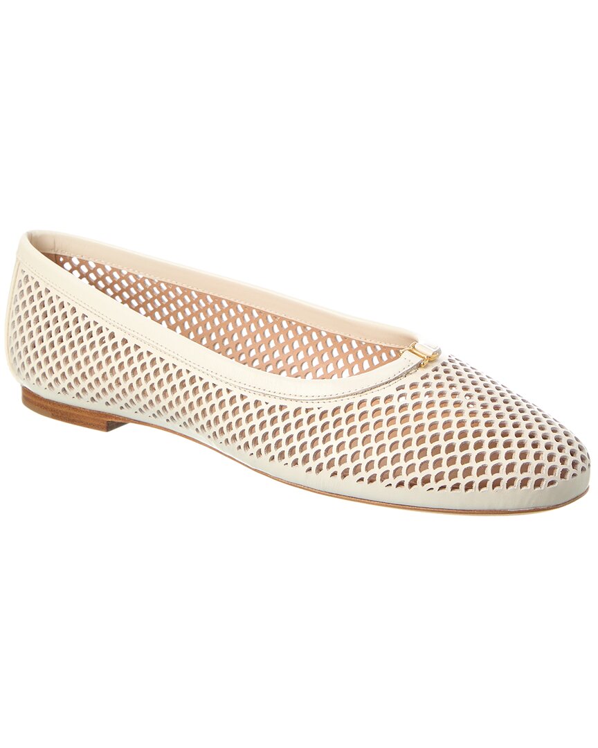 Shop Chloé Marcie Leather Ballerina Flat In White