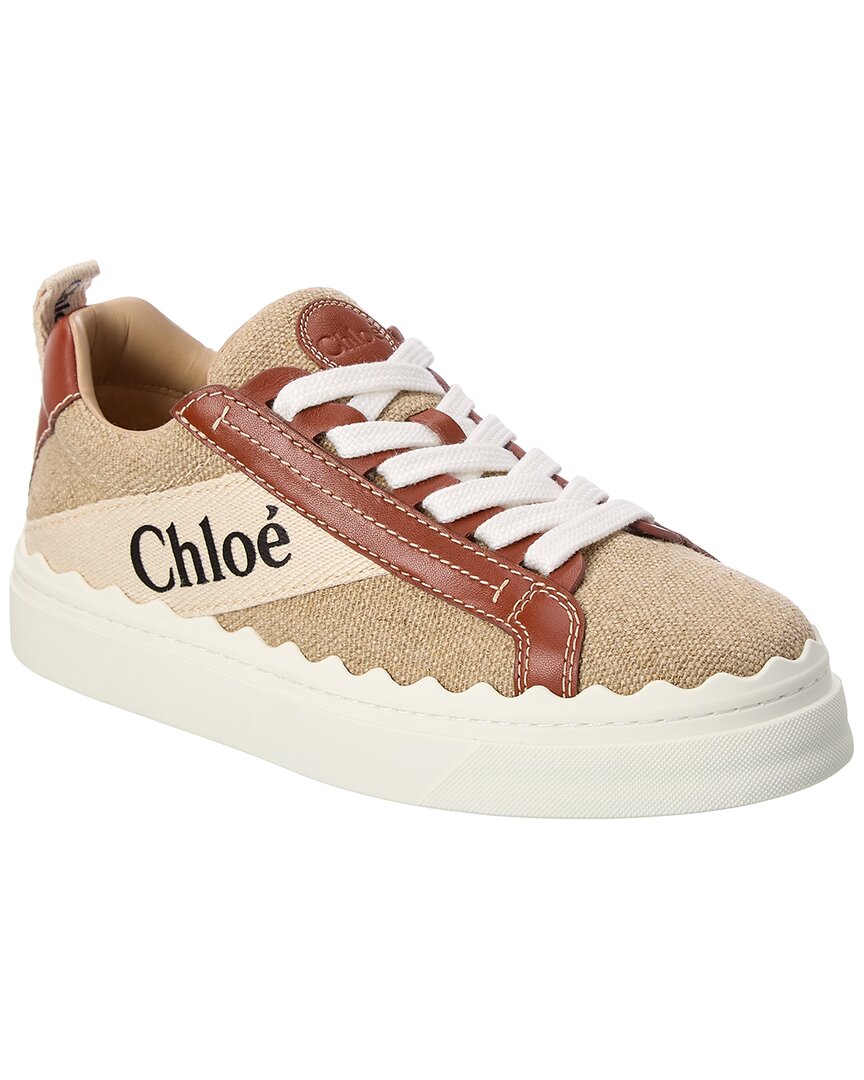 Chloé Lauren Canvas & Leather Sneaker In Beige