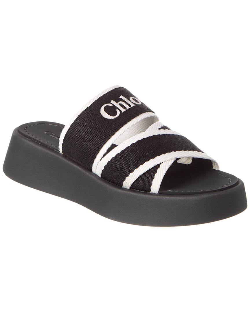 Shop Chloé Mila Canvas Platform Sandal In Black