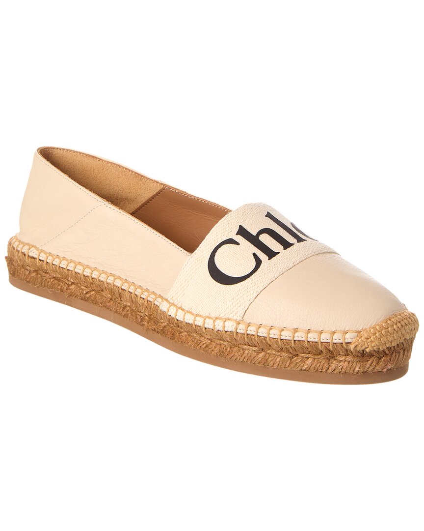 Shop Chloé Woody Leather Espadrille In Brown