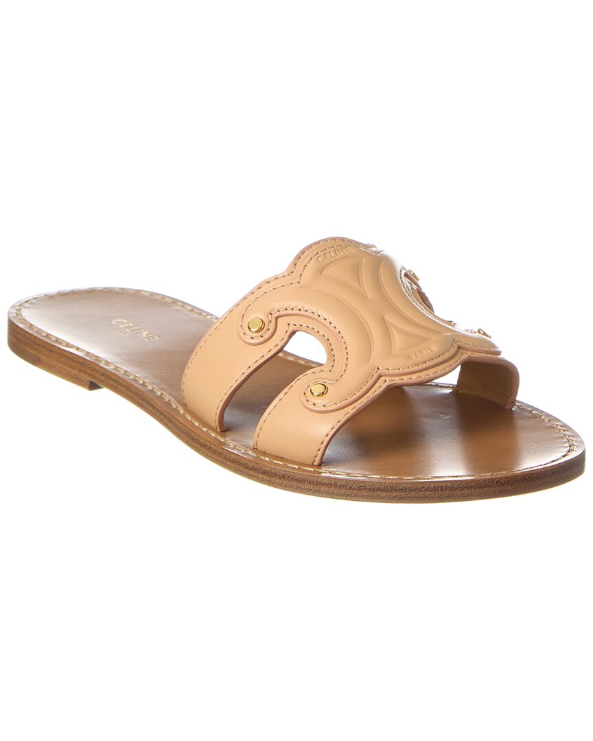 Celine Triomphe Leather Sandal In Pink
