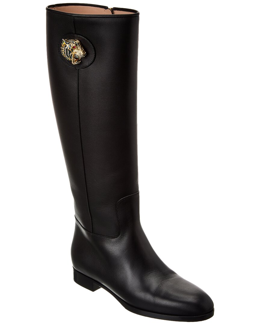 Gucci Leather Riding Boot In Black