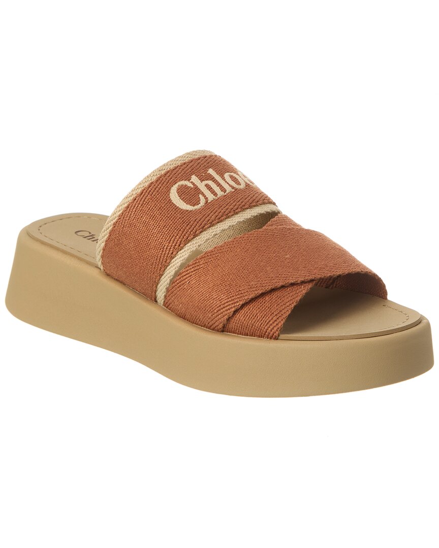 Shop Chloé Mila Canvas Platform Sandal In Brown