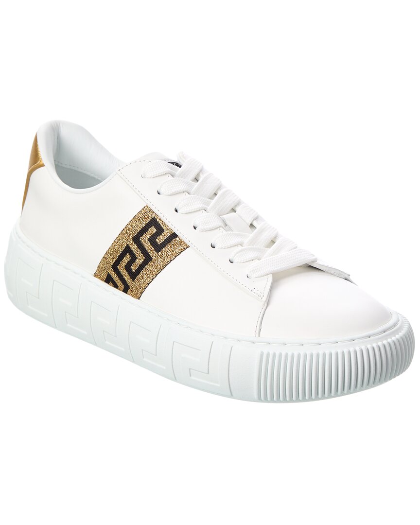 Versace Greca Leather Sneaker In White