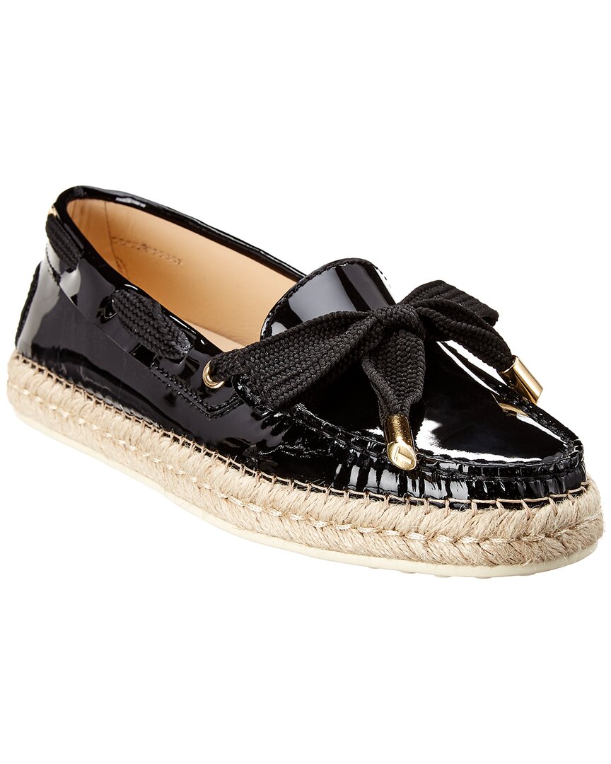Shop Tod's Tipped Bow Patent Espadrille