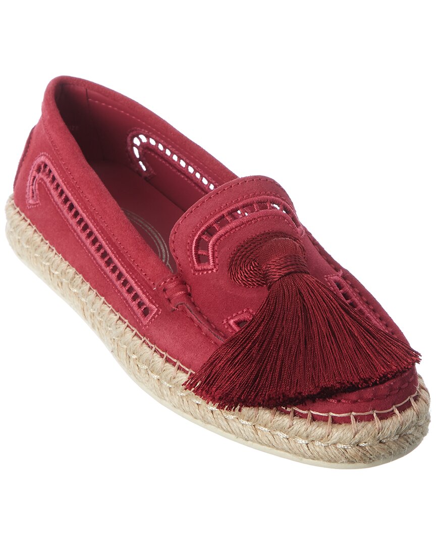 Shop Tod's Tassel Suede Loafer In Pink