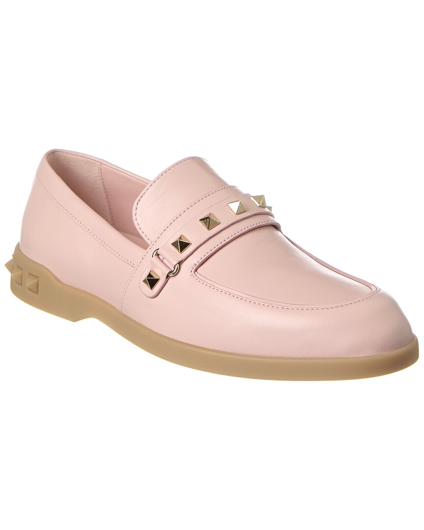 Женские мокасины из спилка Valentino Leisure Flows Розовый 36