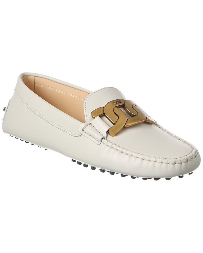 Shop Tod's Kate Gommino Leather Loafer In White