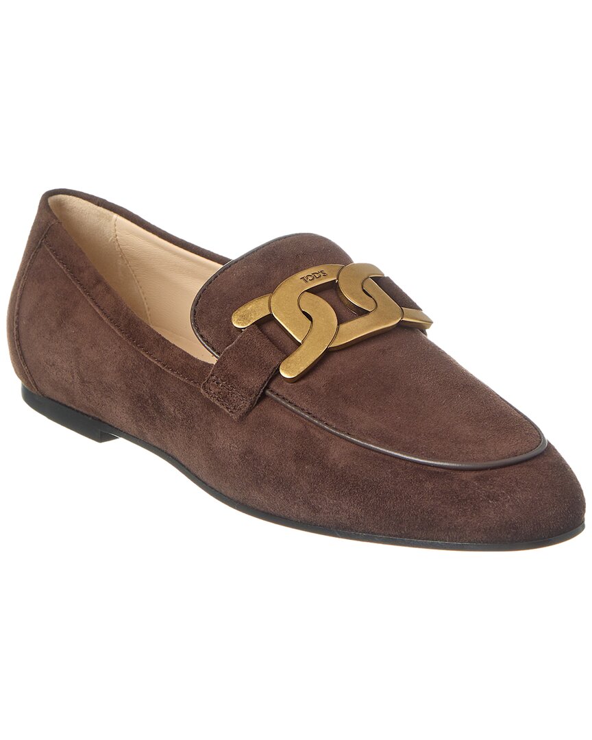 Shop Tod's Kate Suede & Leather Loafer In Brown
