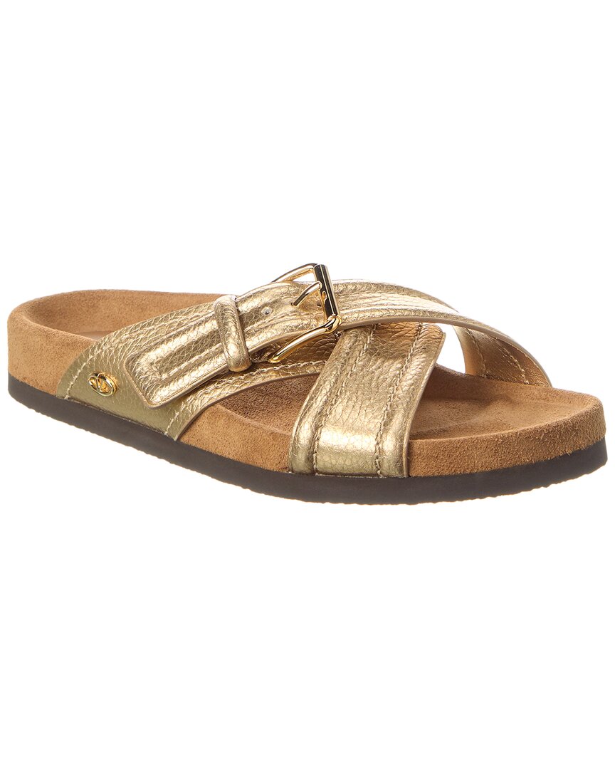 Shop Valentino Fussfriend Leather Sandal In Gold