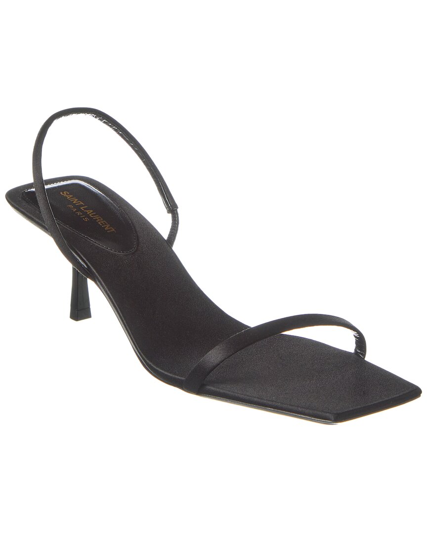 Saint Laurent Jaspe 55 Silk Slingback Sandal In Black