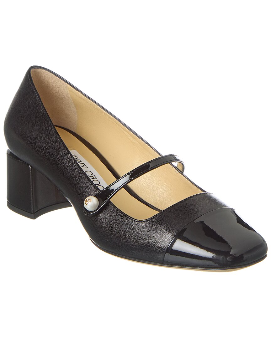 Jimmy Choo 'elisa 45' Black Pumps With Pearl Detail In Black