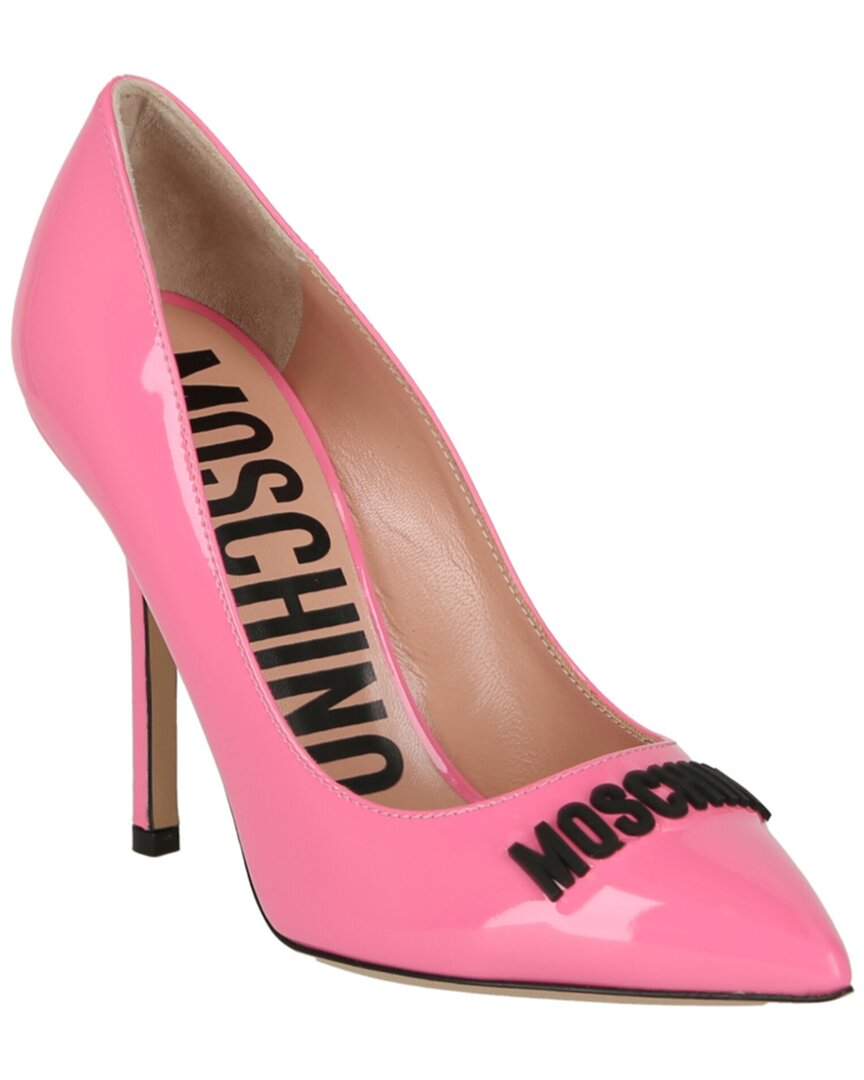 Moschino Logo Leather Slingback Pump In Pink