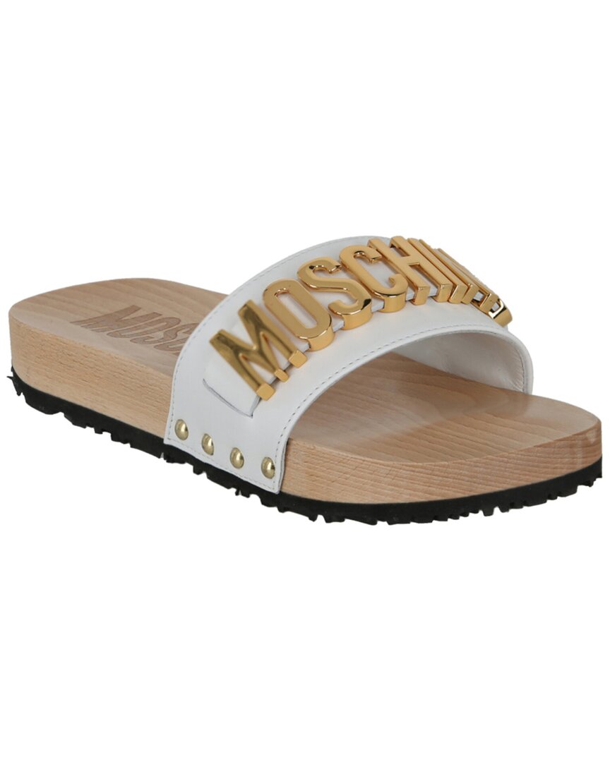 Moschino Leather Sandal In White