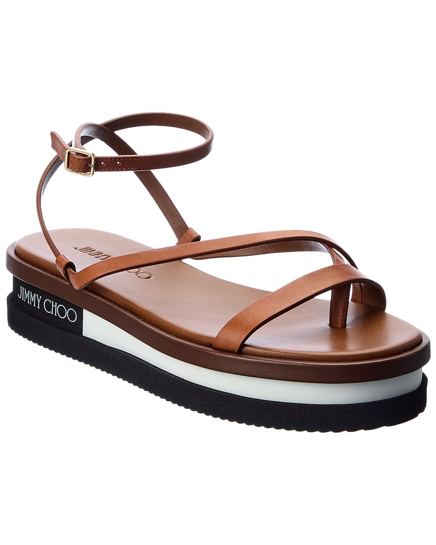 JIMMY CHOO PINE LEATHER PLATFORM SANDAL