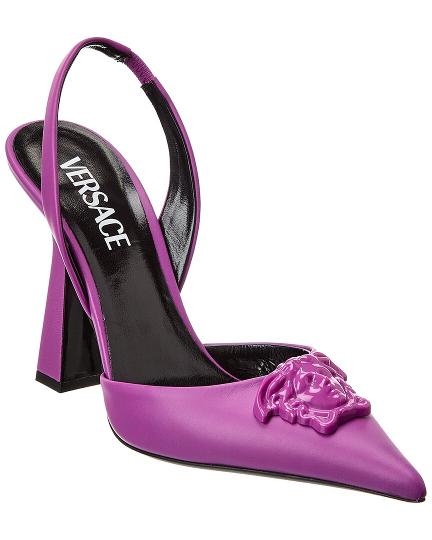 Shop Versace La Medusa Leather Slingback Pump In Pink
