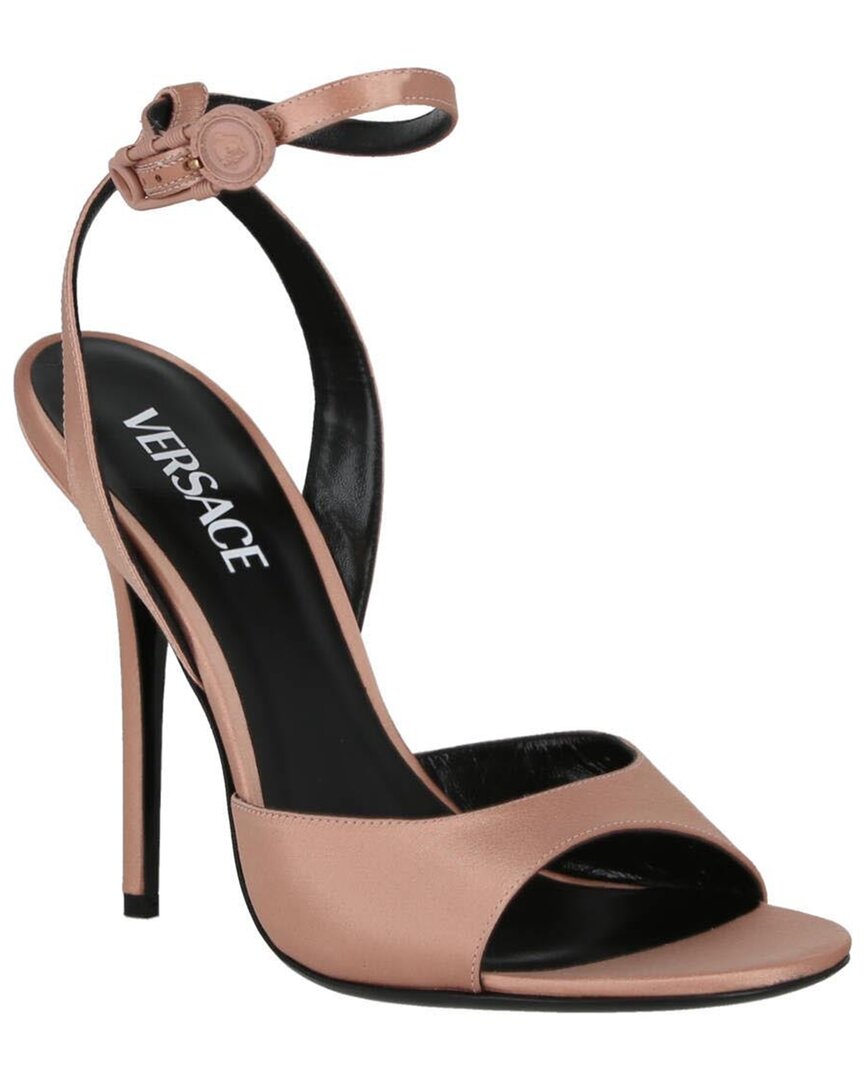 Shop Versace Safety Pin Silk Sandal In Pink