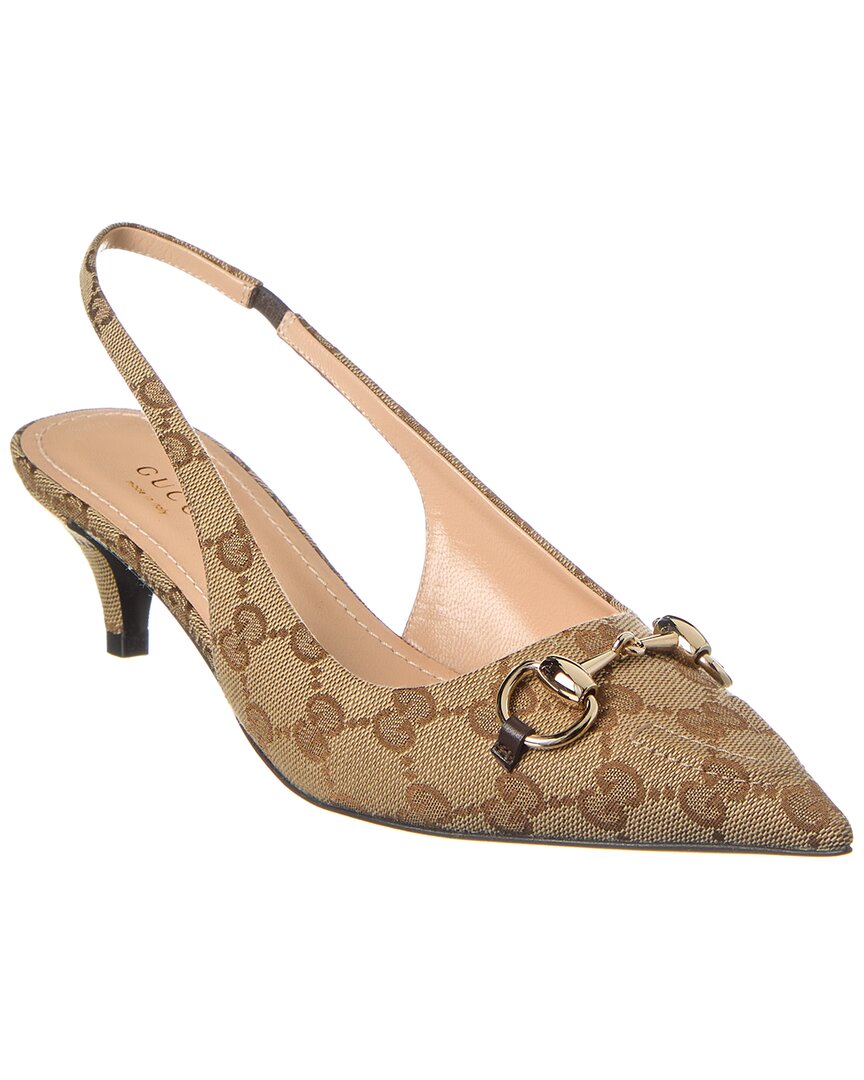 Gucci Damenpumps Aus Gg Canvas Mit Fersenriemchen In Brown
