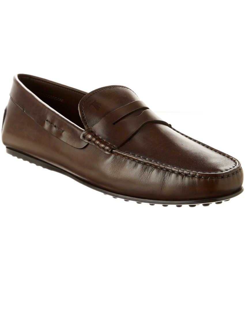 Tod's Man Loafers Chocolate Brown Size 9 Soft Leather In Brown
