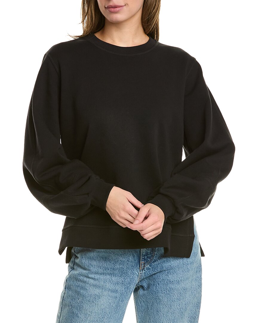 Ganni Software Isoli Puff Sleeve Sweatshirt In Black ModeSens