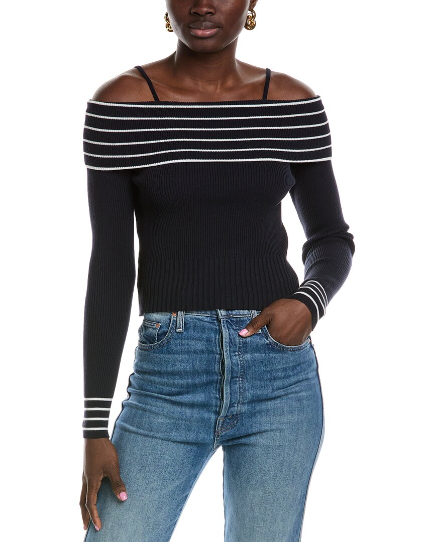 Lyra & Co Off-the-shoulder Sweater In Navy