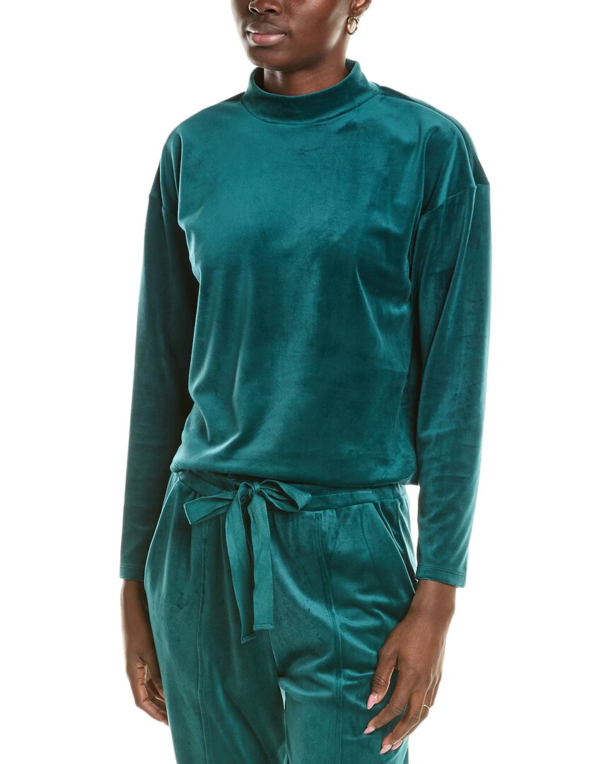 1.state Velour Turtleneck Top In Green