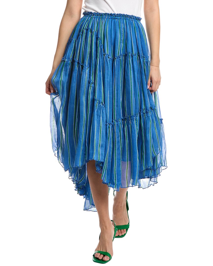 Shop Free People Ember Printed Midi Skirt In Blue