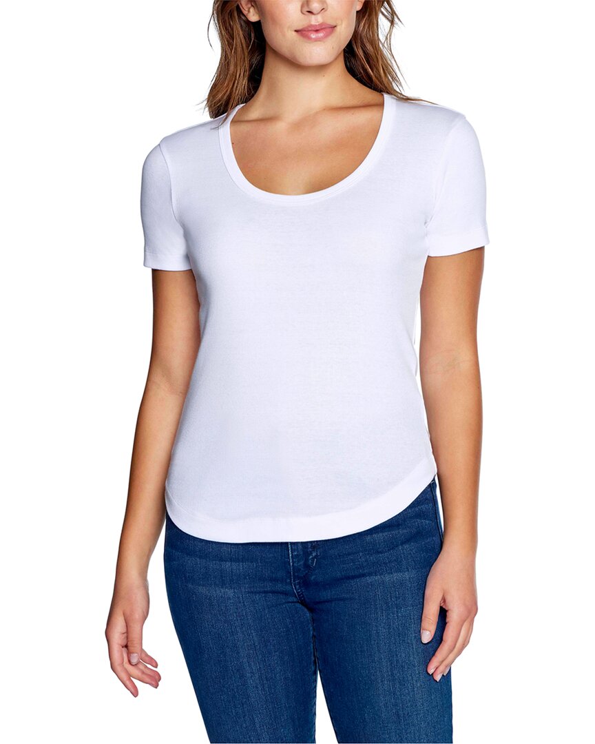 Shop Three Dots Scoop Neck Curved Hem T-shirt In White