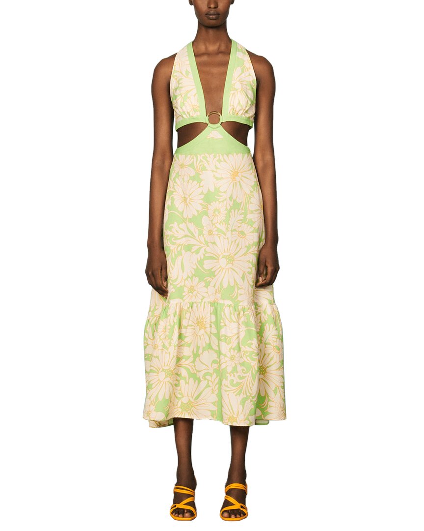 Sandro Woven Linen-blend Maxi Dress