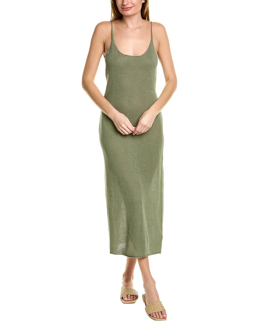 Onia Textured Linen Maxi Dress In Green