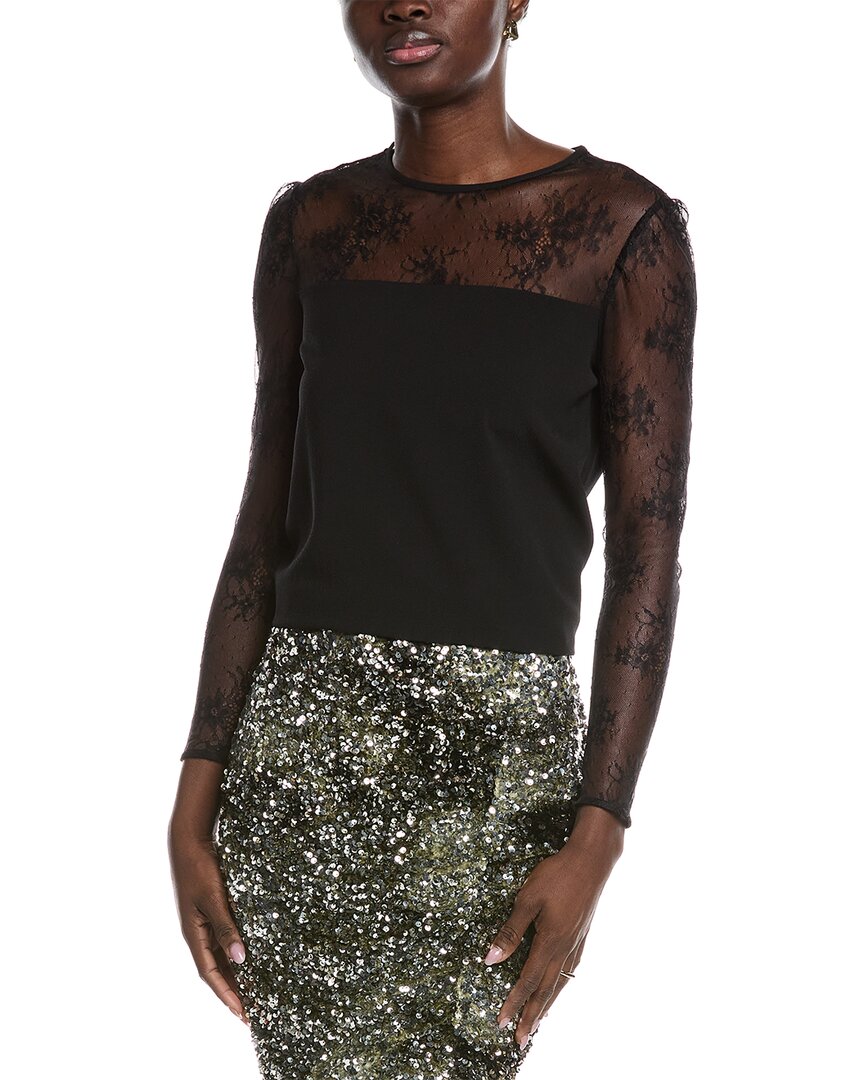 Hugo Boss Bettina Lace Yoke Blouse In Black