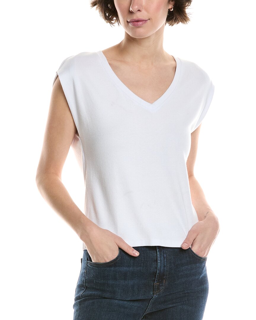 Michael Stars Tati V Neck Power Shoulder Top