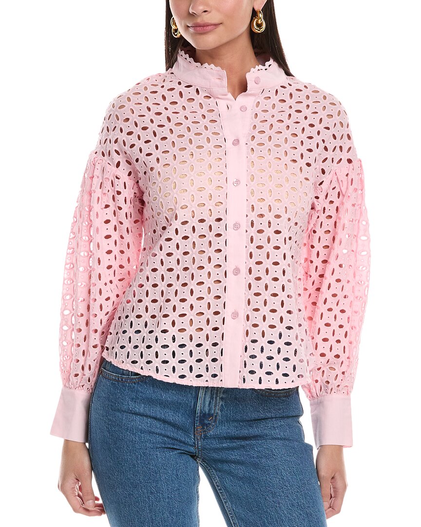 Gracia Eyelet Blouse In Pink