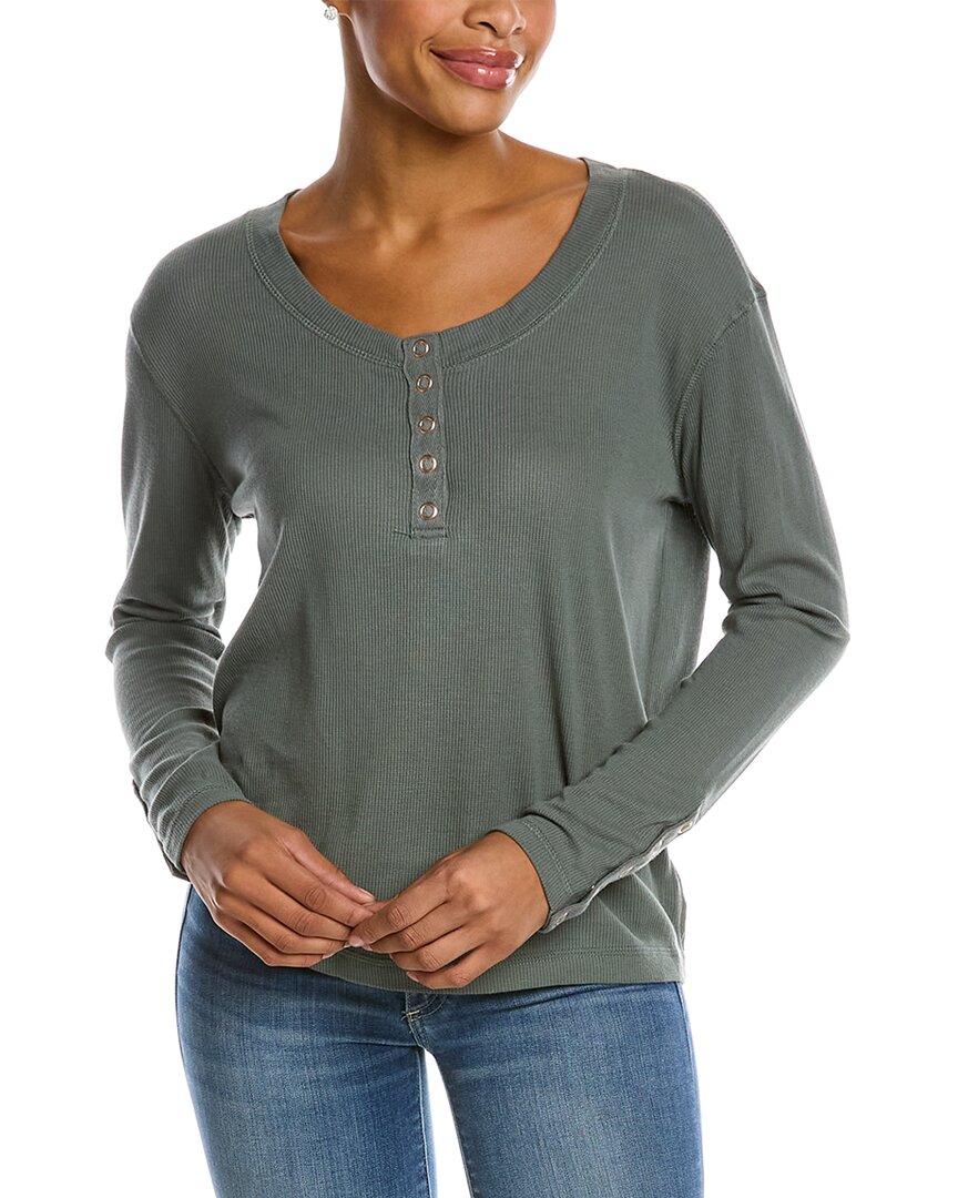 Chaser Heritage Waffle Henley In Green | ModeSens